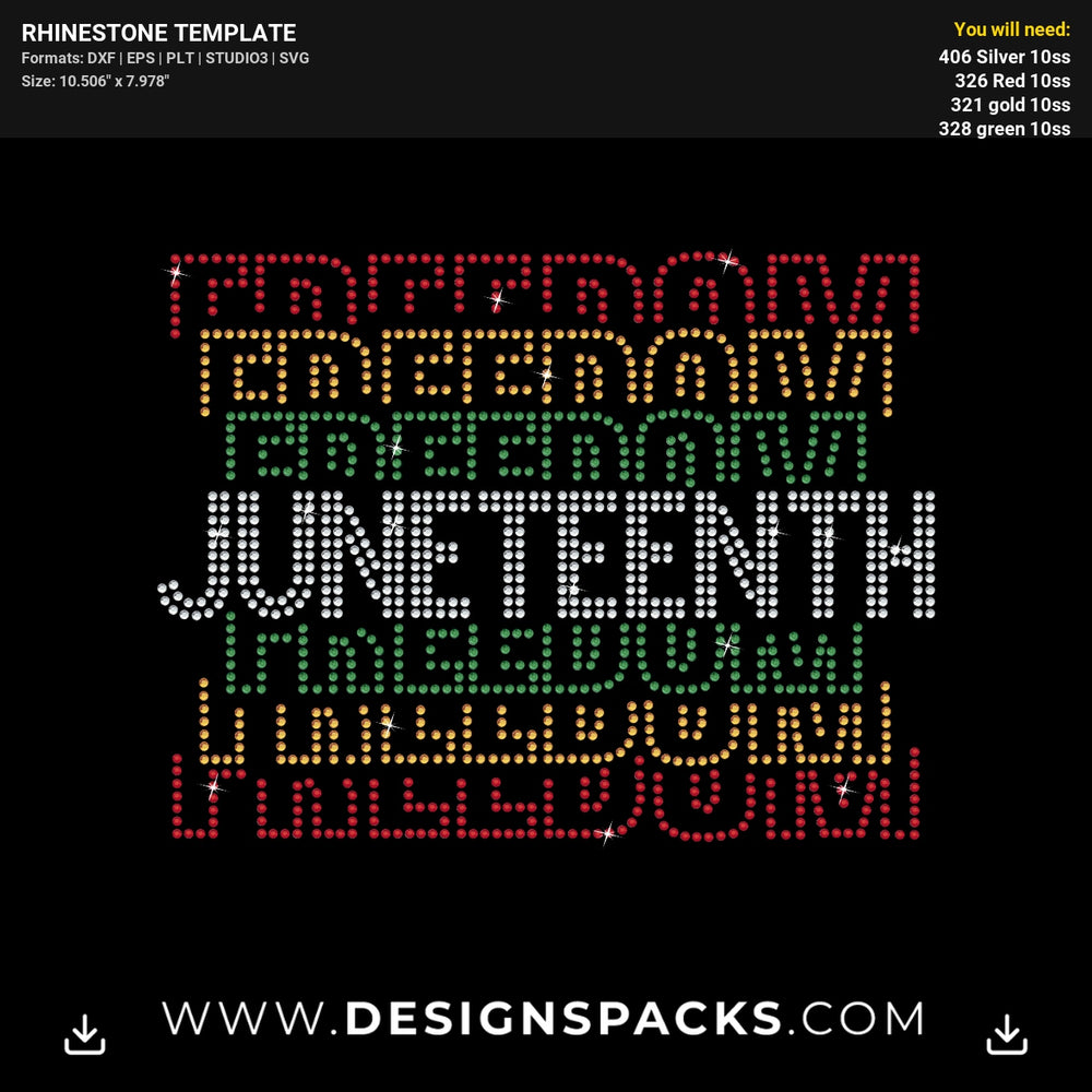 Juneteenth Freedom Day Celebration Rhinestone Digital Template