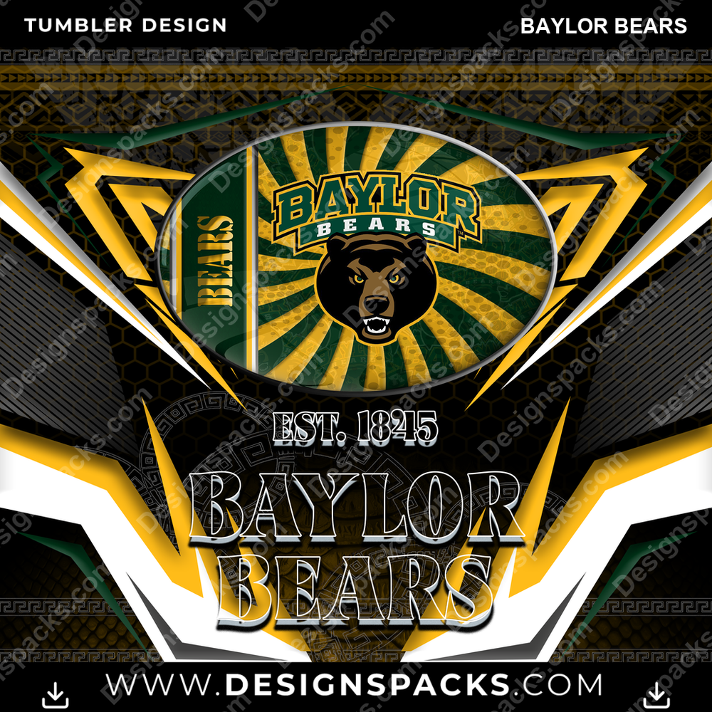 College Sport Tribal Baylor Bears Tumbler Digital Wrap Design
