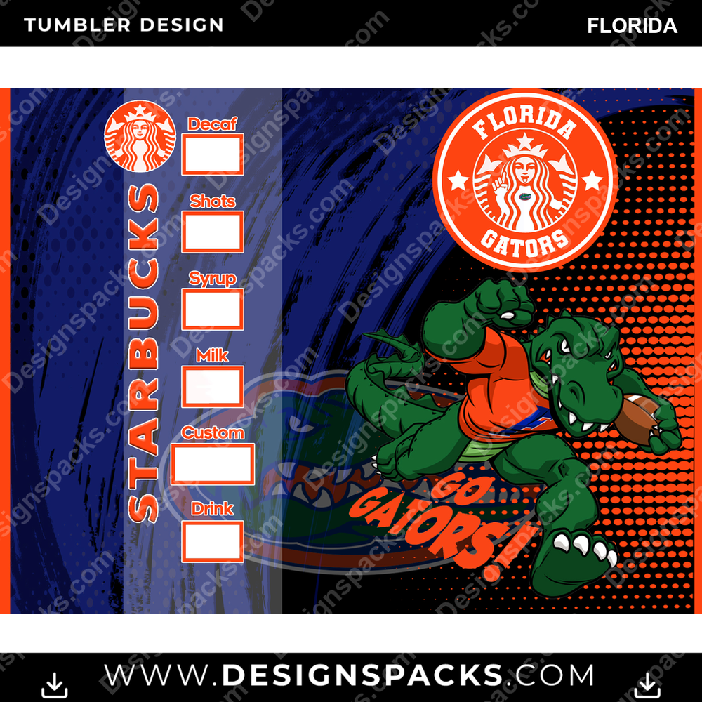 College Sport Starbucks Florida Tumbler Digital Wrap Design
