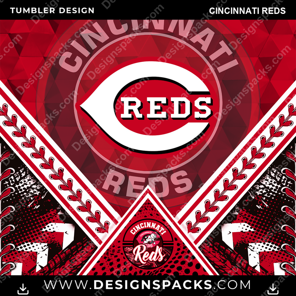 Baseball Diamond Cincinnati Reds Tumbler Digital Wrap Design