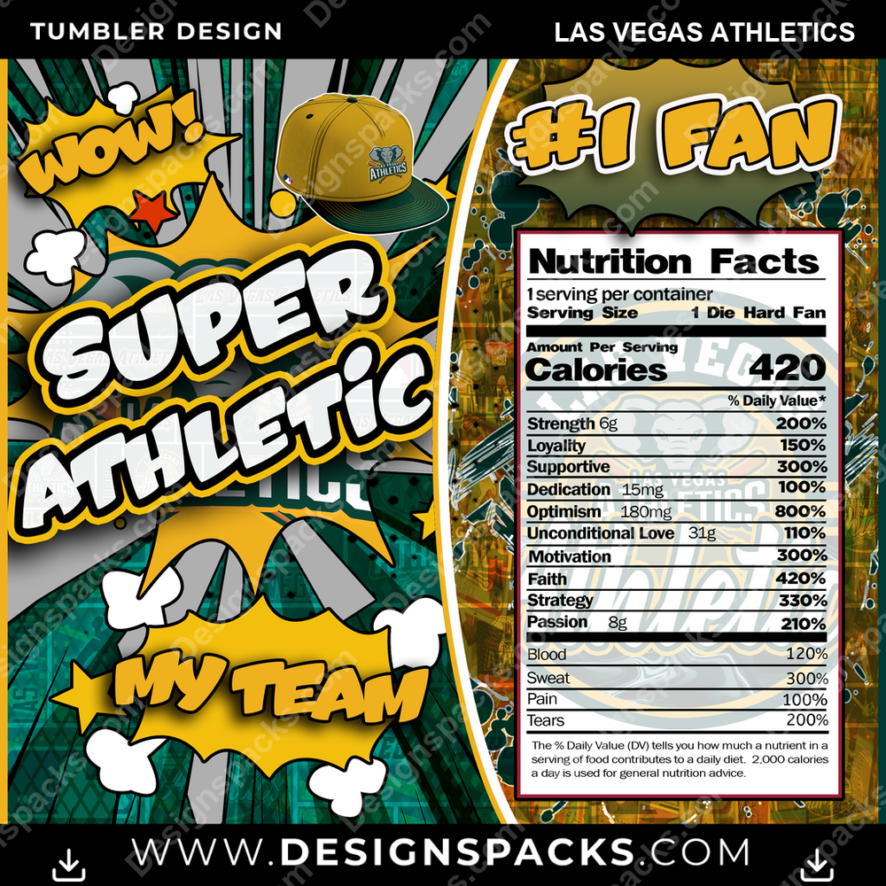 Baseball Super Team Las Vegas Athletics Tumbler Digital Wrap Design