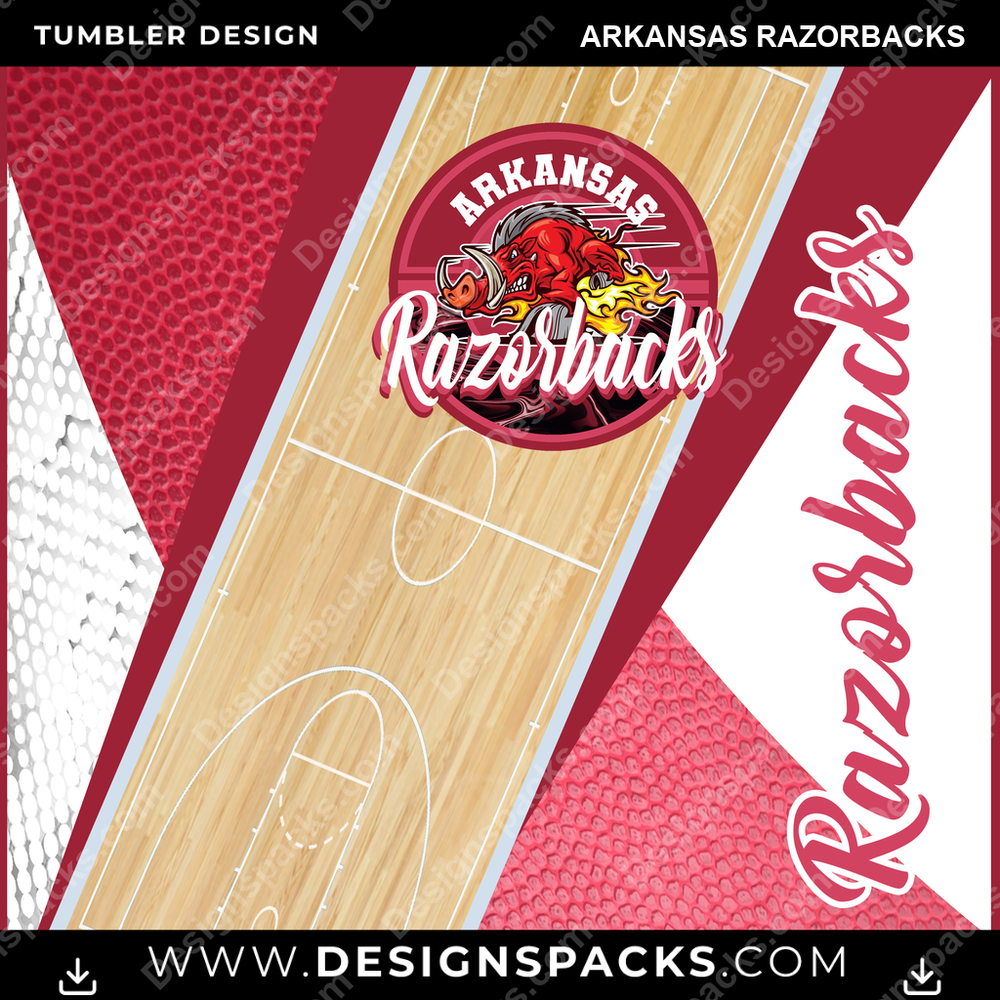 College Sport BB Court Arkansas Razorbacks NCAA College Sport Tumbler Digital Wrap Design Download