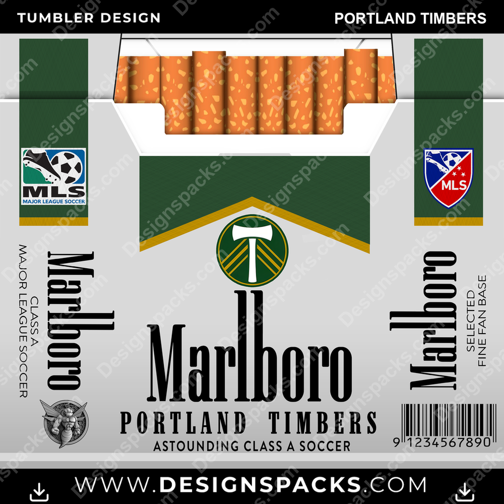 US Soccer Marlboro PORTLAND TIMBERS Tumbler Digital Wrap Design Download