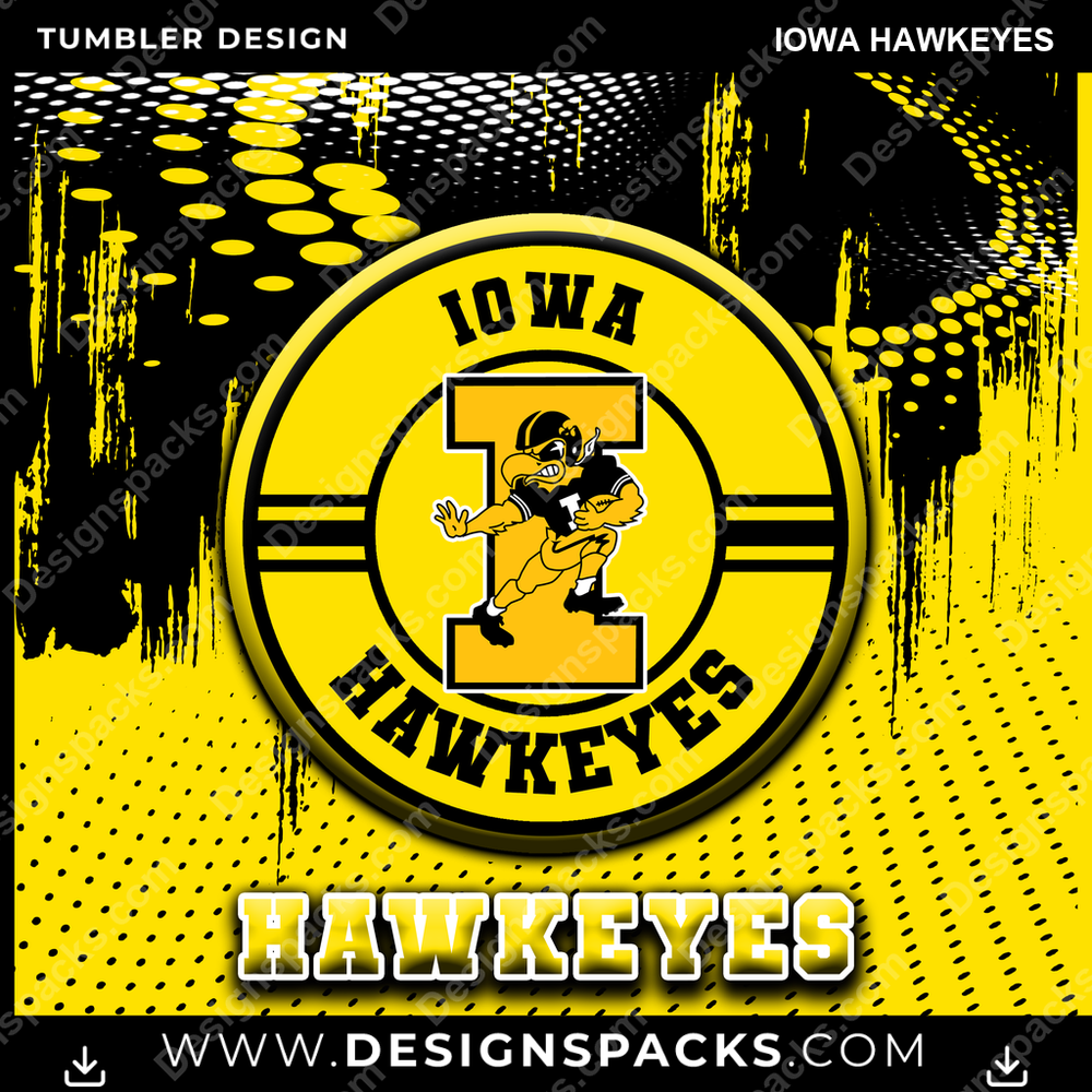 College Sport Dot Logo Iowa Hawkeyes Tumbler Digital Wrap Design