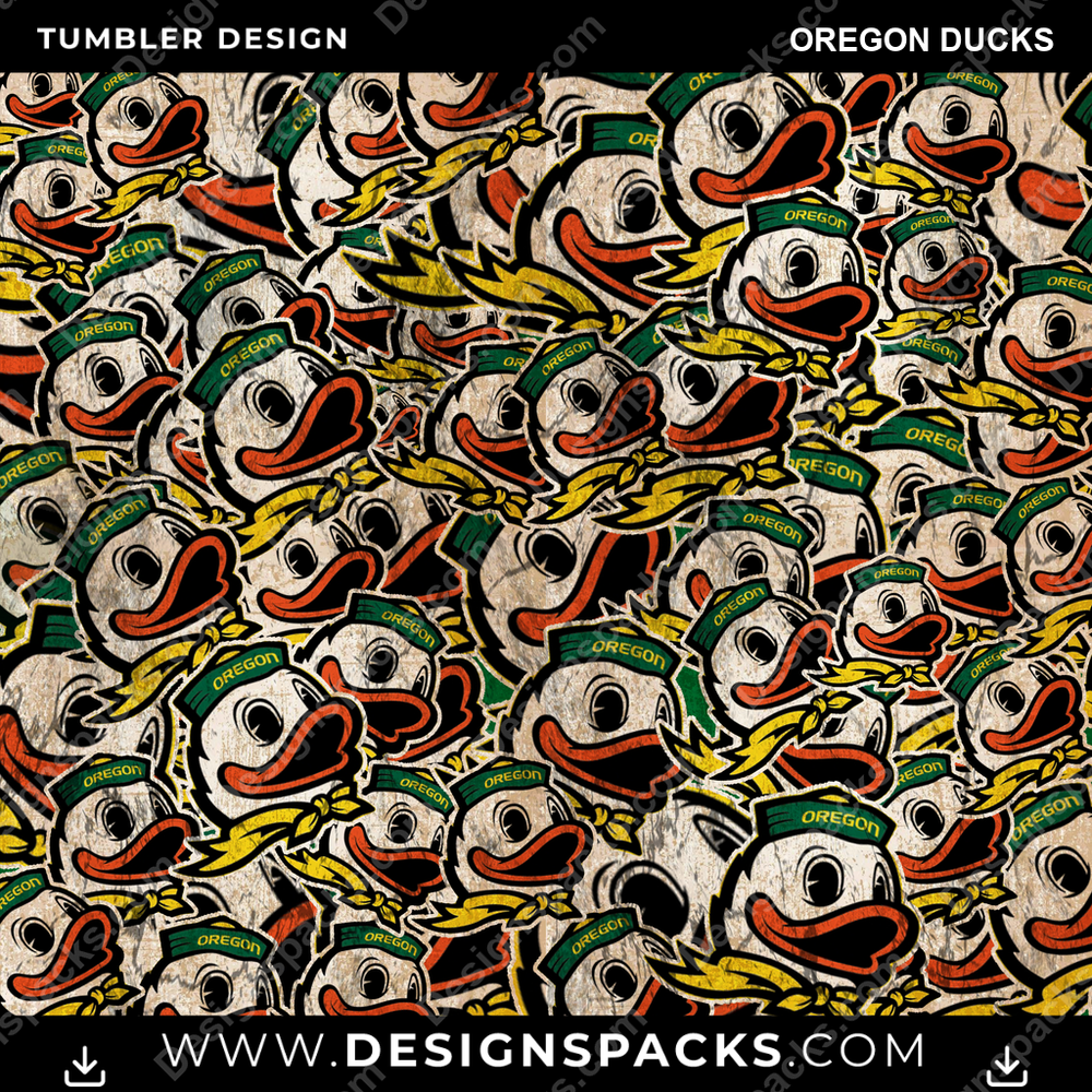 College Sport Logo BG Oregon Ducks Tumbler Digital Wrap Design