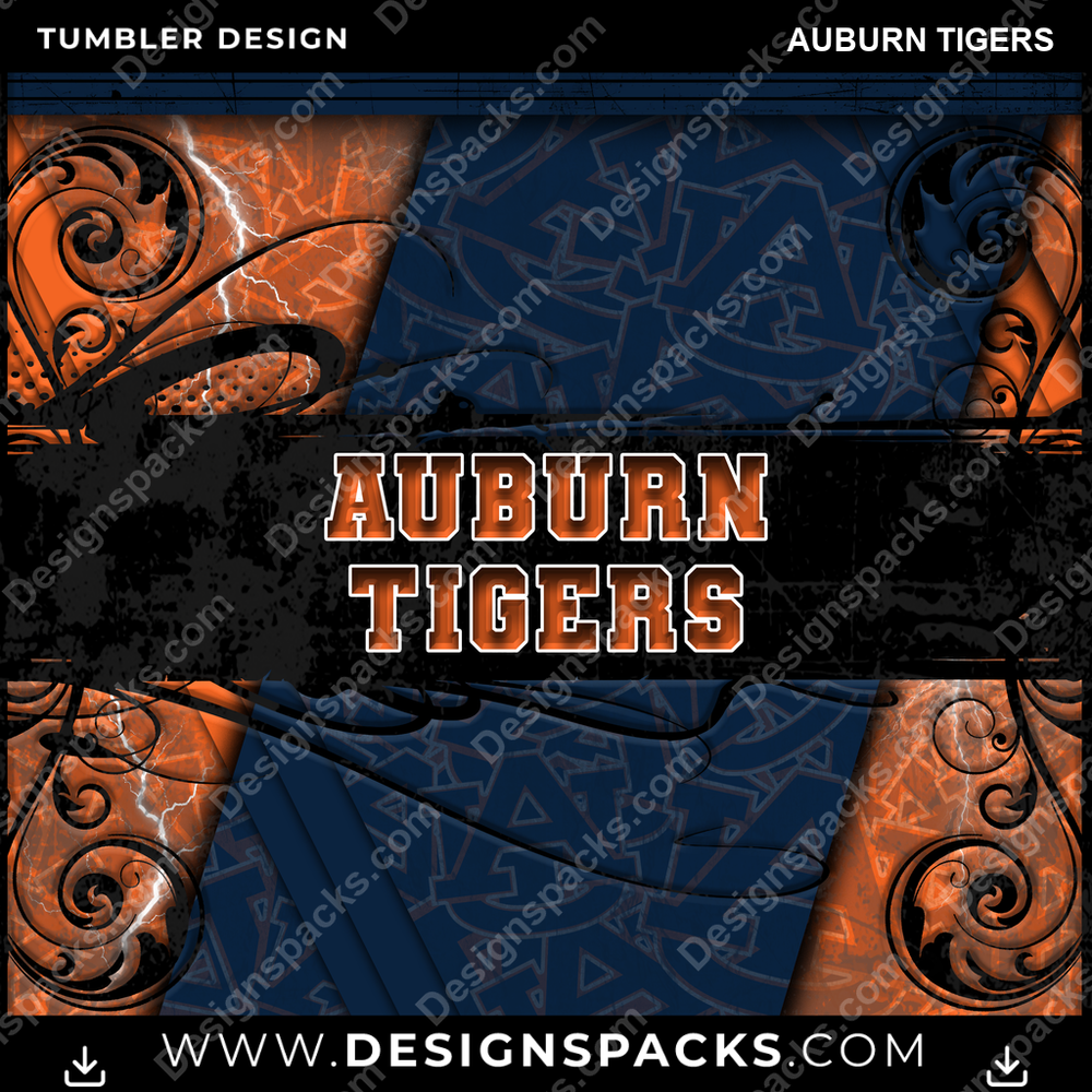 College Sport Elegant Auburn Tigers NCAA College Sport Tumbler Digital Wrap Design Download