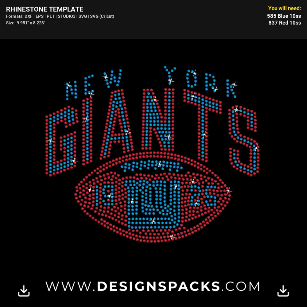 NY Giants 1925 Football Rhinestone Digital Template