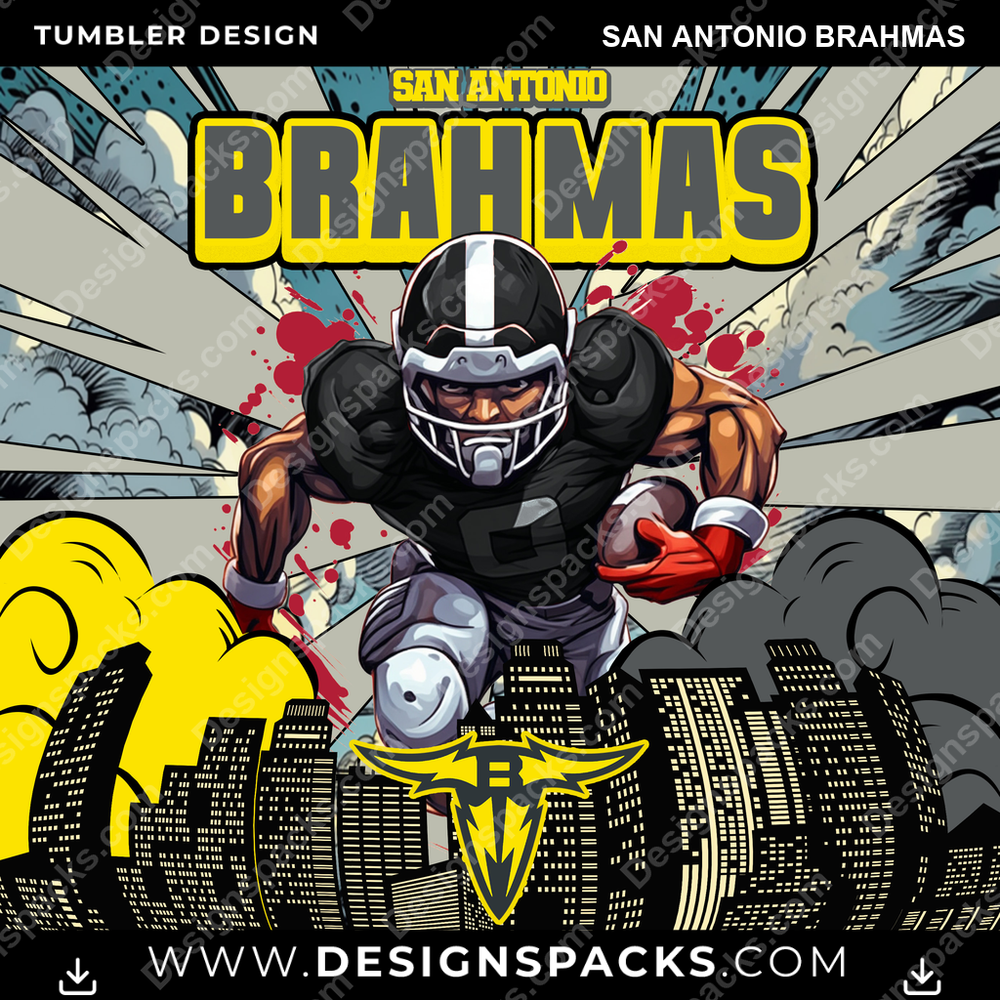Canada Football Comic Cover San Antonio Brahmas CFL Canada Tumbler Digital Wrap Design Download