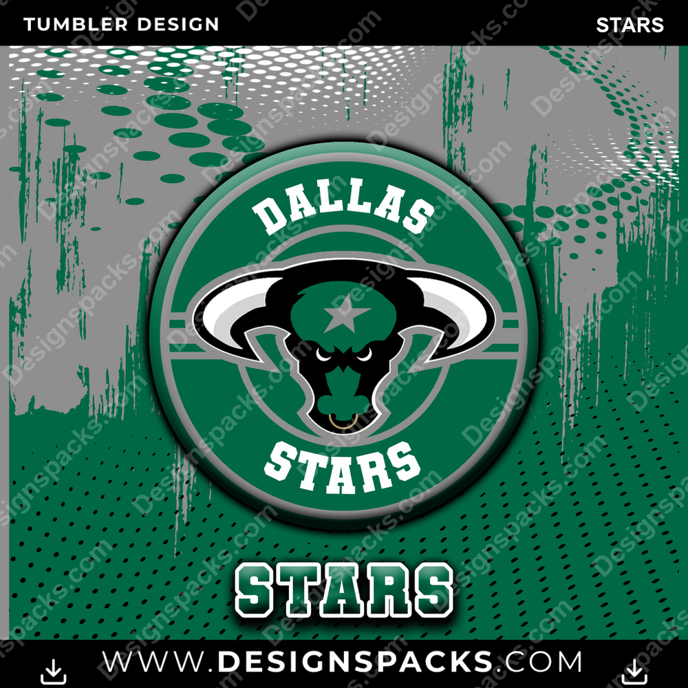 Ice Hockey Dot Logo STARS Tumbler Digital Wrap Design