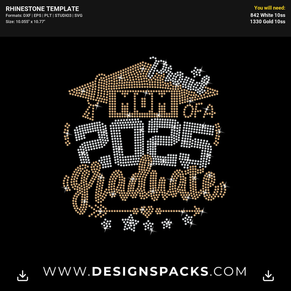 Proud Mom Graduate 2025 Hat Stars Arrow Rhinestone Digital Template