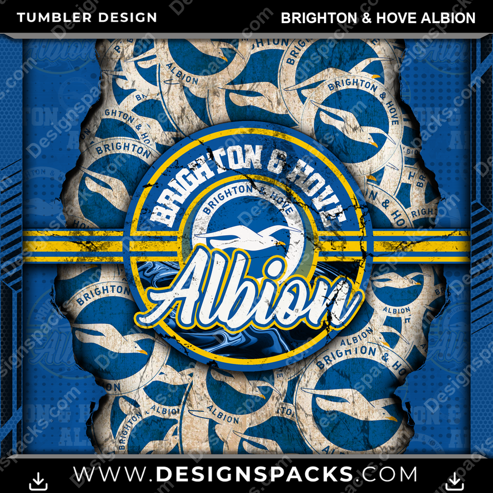Soccer UK Ripped Brighton & Hove Albion MLS Soccer Tumbler Digital Wrap Design Download