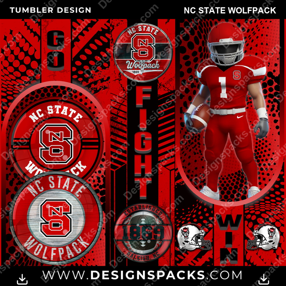 College Sport Go Fight Win Nc State Wolfpack Tumbler Digital Wrap Design
