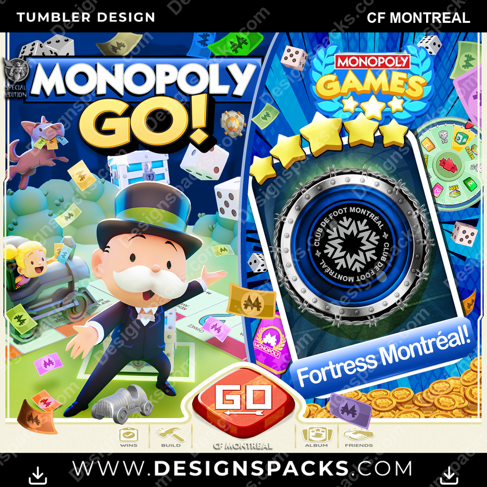 US Soccer Monopoly Go! CF Montreal Tumbler Digital Wrap Design