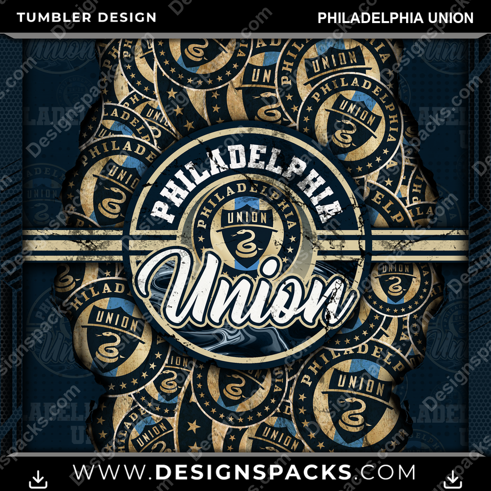 Soccer Ripped Philadelphia Union Tumbler Digital Wrap Design