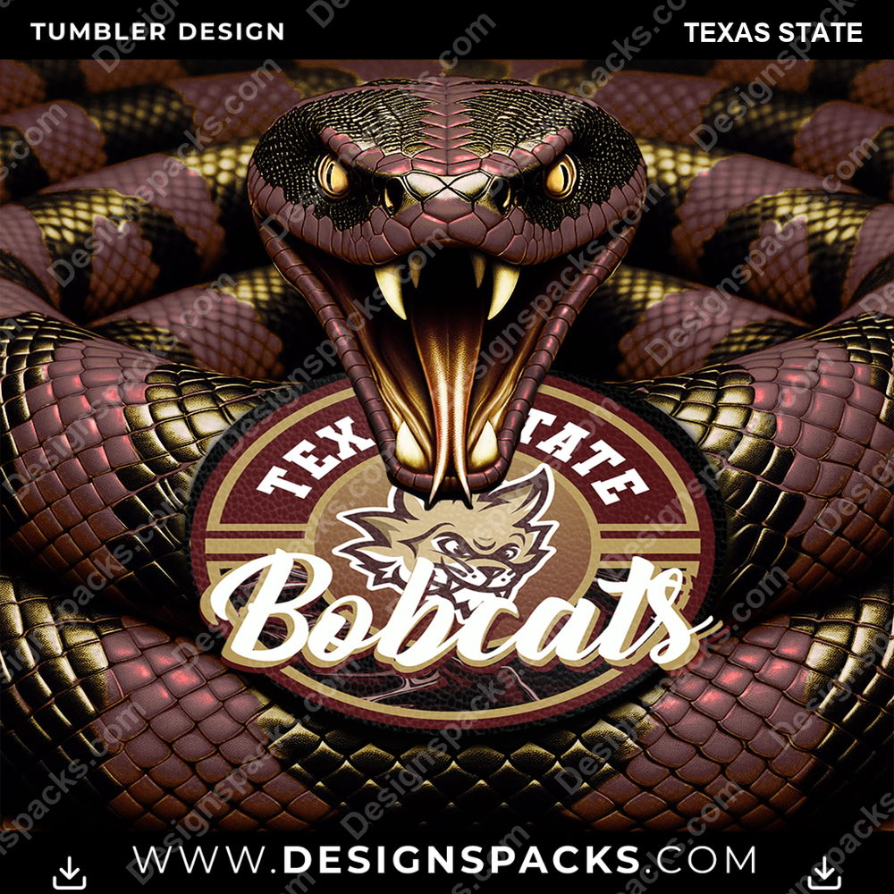 College Sport Rattle Snake Texas State Tumbler Digital Wrap Design