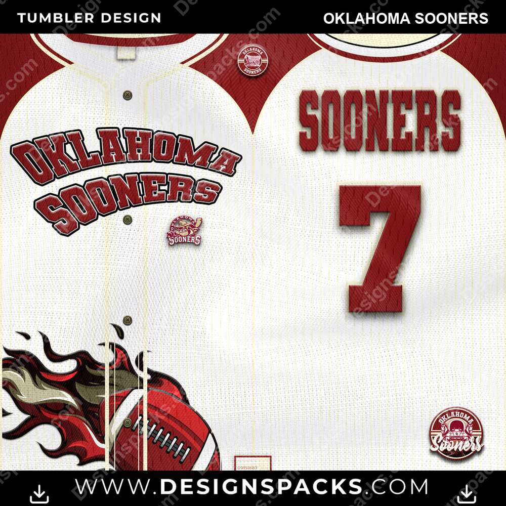 College Sport Team Button-Up Jersey Oklahoma Sooners NCAA College Sport Tumbler Digital Wrap Design Download