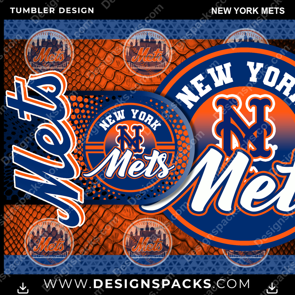 Baseball Hyper New York Mets Tumbler Digital Wrap Design