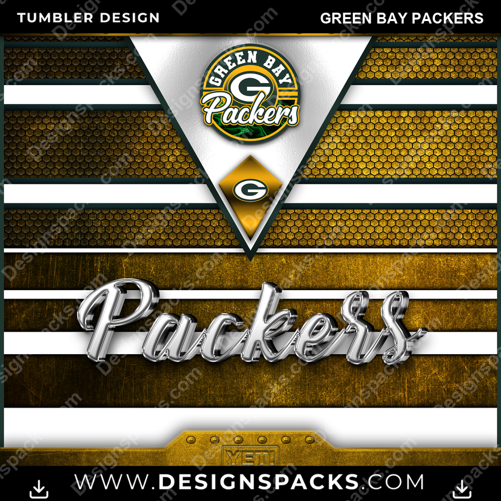 Football YETI Green Bay Packers NFL Football Tumbler Digital Wrap Design Download