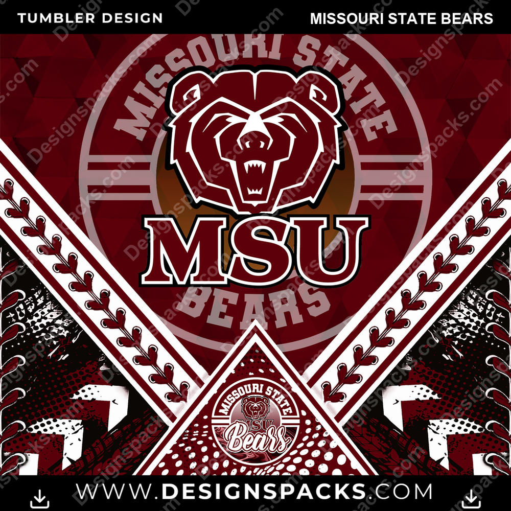 College Sport Diamond Missouri State Bears NCAA College Sport Tumbler Digital Wrap Design Download