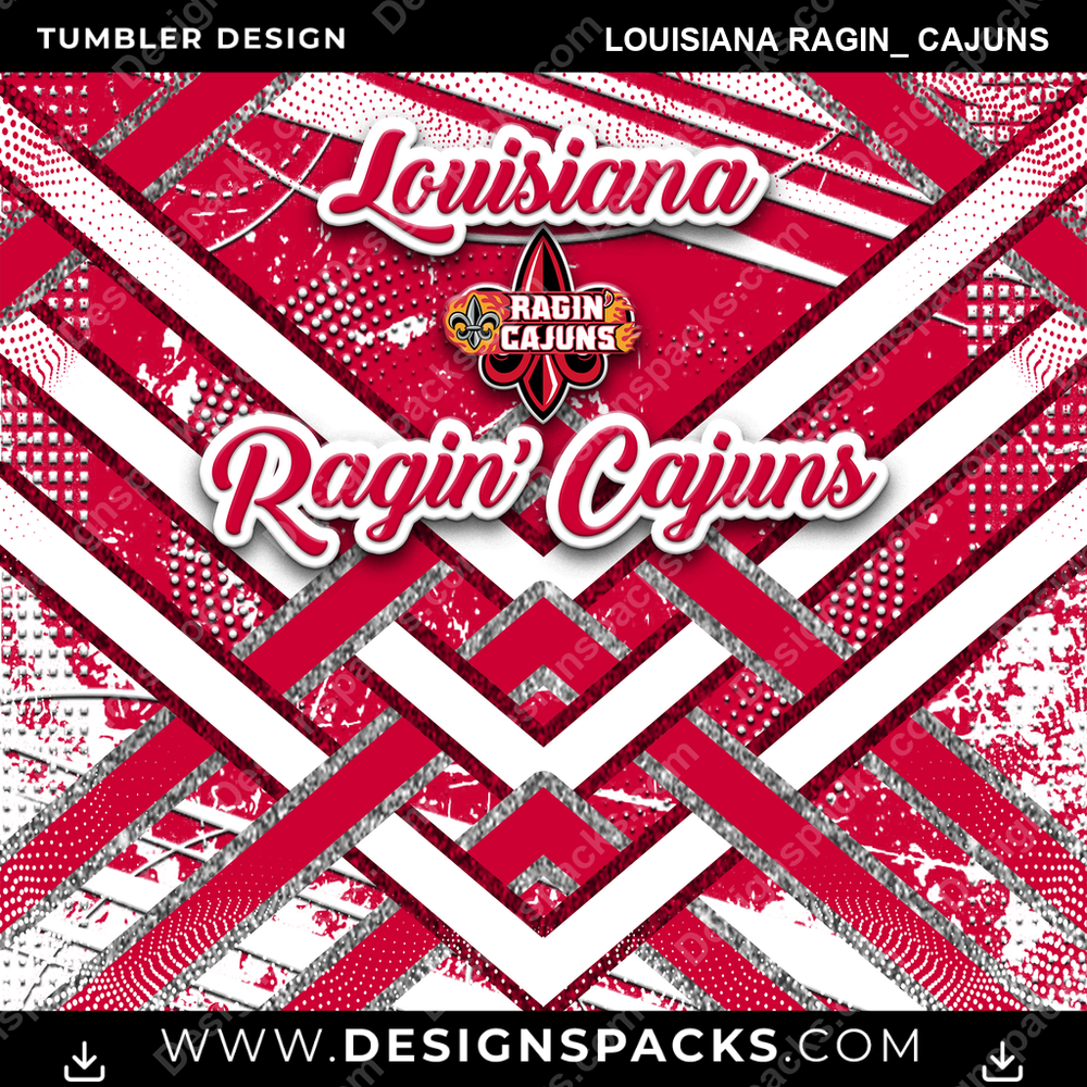 College Sport Glitter Stripe Louisiana Ragin_ Cajuns Tumbler Digital Wrap Design