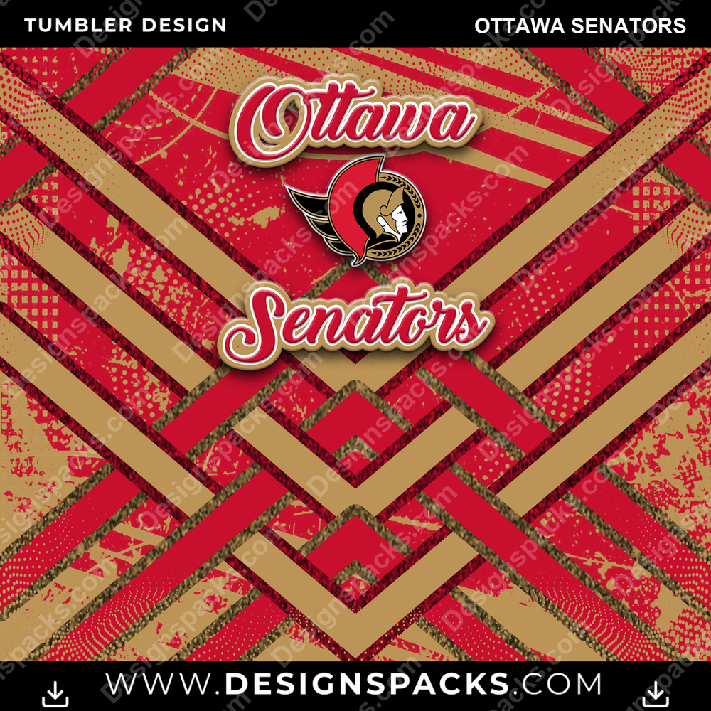 Ice Hockey Glitter Stripe Ottawa Senators Tumbler Digital Wrap Design
