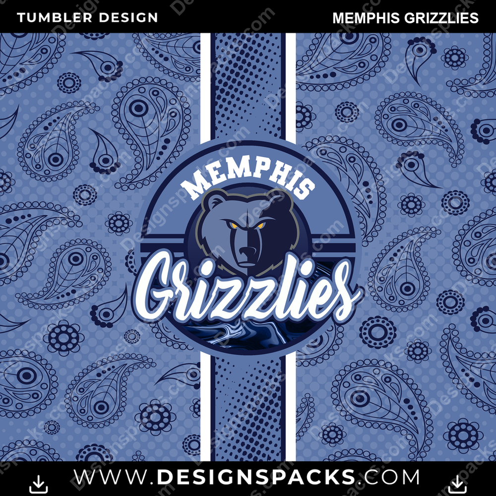 Basketball Handkerchief Memphis Grizzlies NBA Basketball Tumbler Digital Wrap Design Download