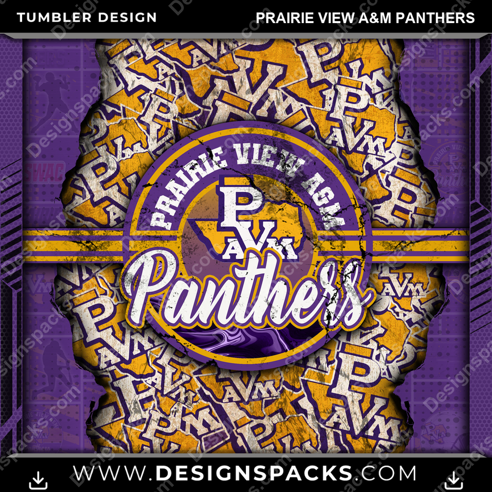 College Sport Ripped Prairie View A&M Panthers NCAA College Sport Tumbler Digital Wrap Design Download