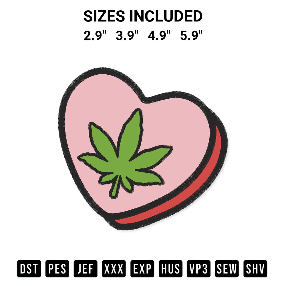 Download the Stoner Candy Heart Embroidery Design machine embroidery design exclusively at Designspacks.com. Premium digitized pattern for apparel and DIY crafts. Available sizes: 2.9", 3.9", 4.9", 5.9".
