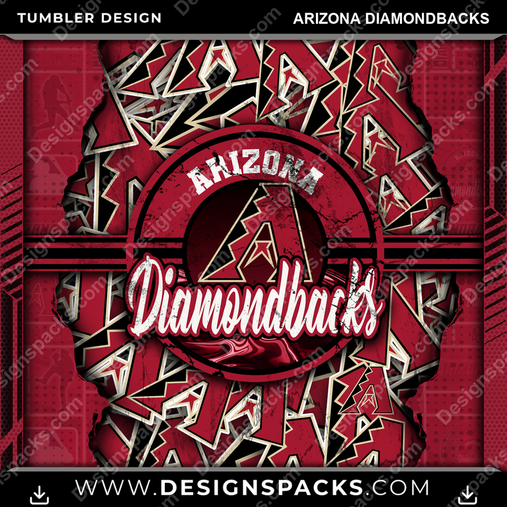 Baseball Ripped Arizona Diamondbacks Tumbler Digital Wrap Design
