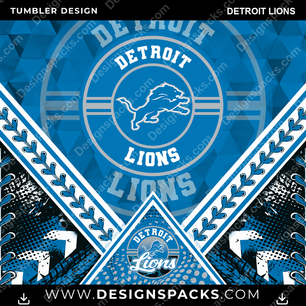 Football Diamond Detroit Lions Tumbler Digital Wrap Design
