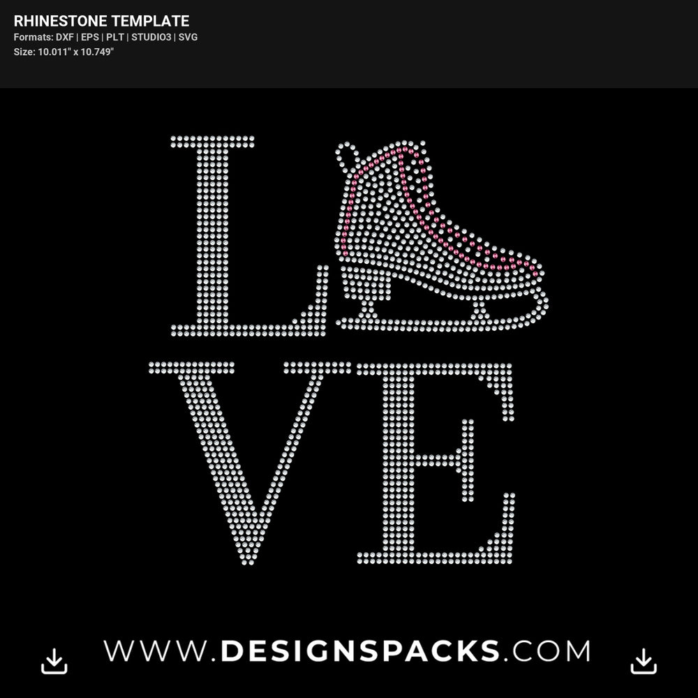 Love Ice Skating Rhinestone Digital Template