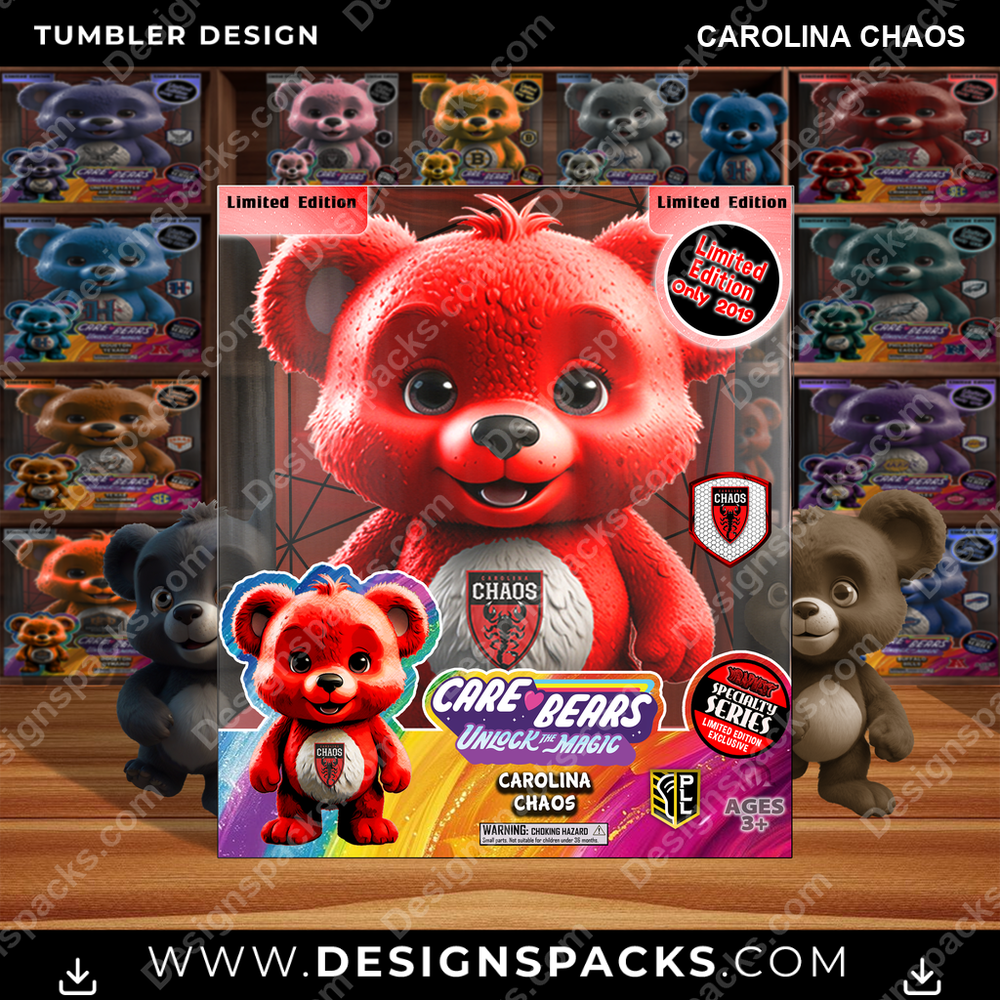 Lacrosse Care Bear Box Carolina Chaos Tumbler Digital Wrap Design