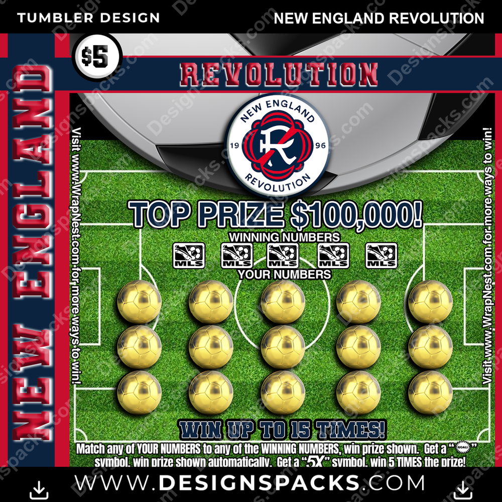 US Soccer Lottery Ticket New England Revolution Tumbler Digital Wrap Design
