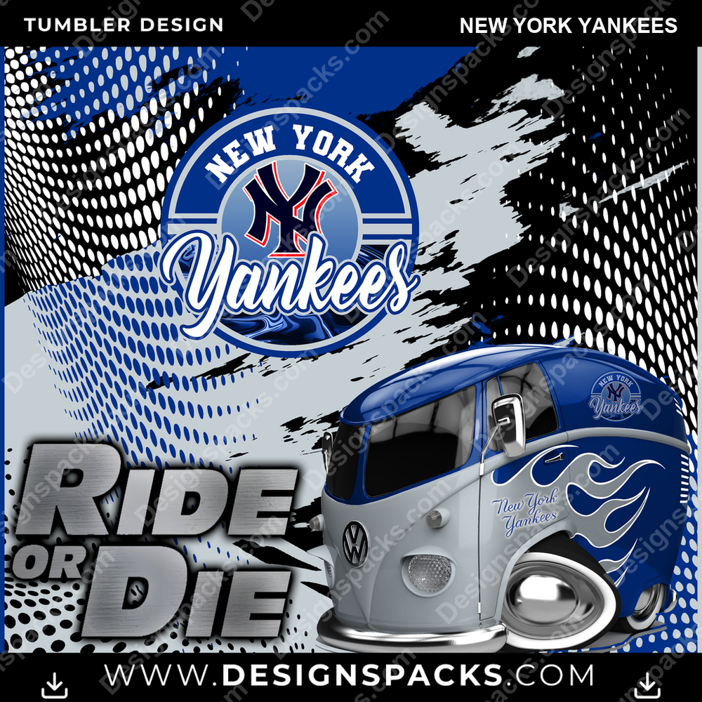 Baseball Ride or Die New York Yankees Tumbler Digital Wrap Design