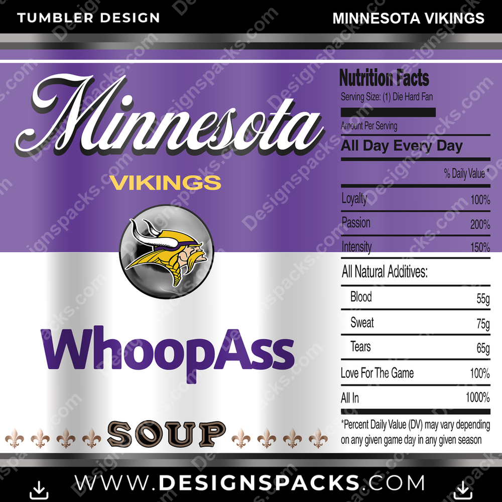 Football Soup Can Minnesota Vikings NFL Football Tumbler Digital Wrap Design Download