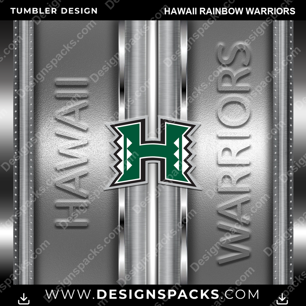 College Sport Metallic Hawaii Rainbow Warriors NCAA College Sport Tumbler Digital Wrap Design Download