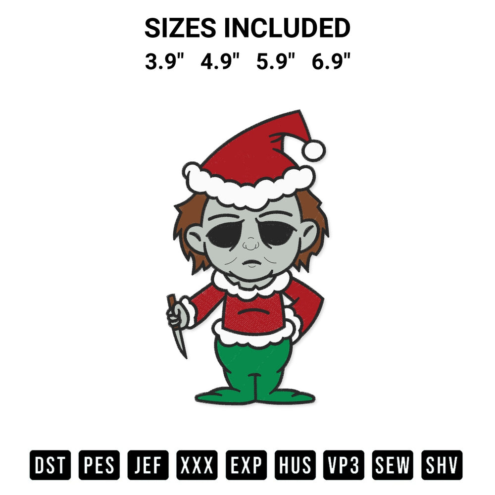 Create amazing crafts with the Chibi Michael Myers Christmas Embroidery Design embroidery file. High-quality digital download from Designspacks.com, perfect for beginners and pros. Available sizes: 3.9", 4.9", 5.9", 6.9".
