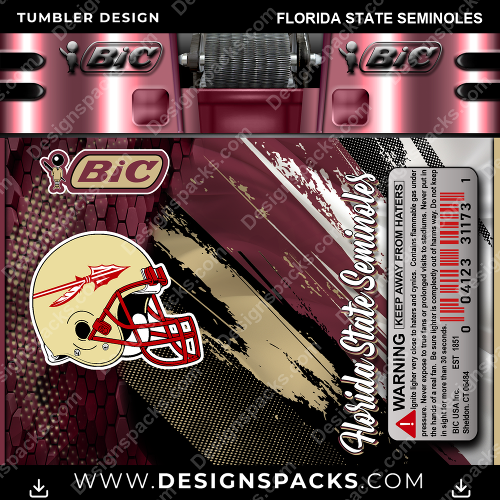 College Sport BIC Lighter Florida State Seminoles NCAA College Sport Tumbler Digital Wrap Design Download