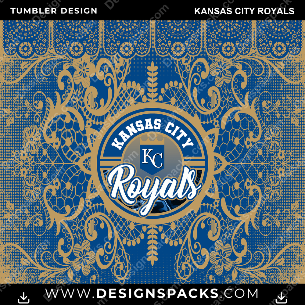 Baseball Lace & Logo Kansas City Royals Tumbler Digital Wrap Design