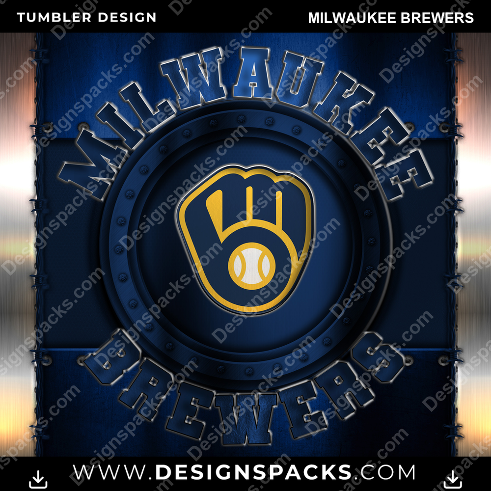 Baseball Metal Milwaukee Brewers Tumbler Digital Wrap Design