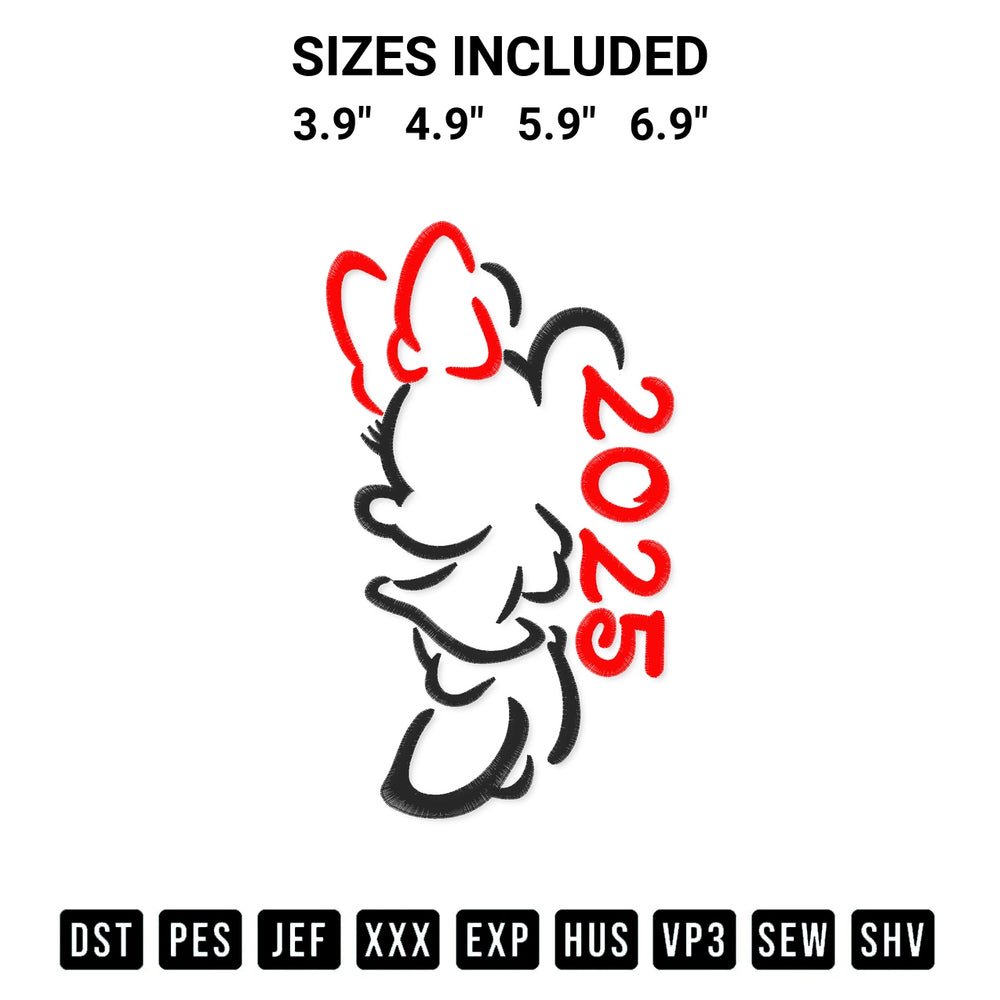 Elevate your next project with our 2025 Minnie Mouse Outline Embroidery Design embroidery file. Shop high-quality digital patterns instantly at Designspacks.com. Available sizes: 3.9", 4.9", 5.9", 6.9".