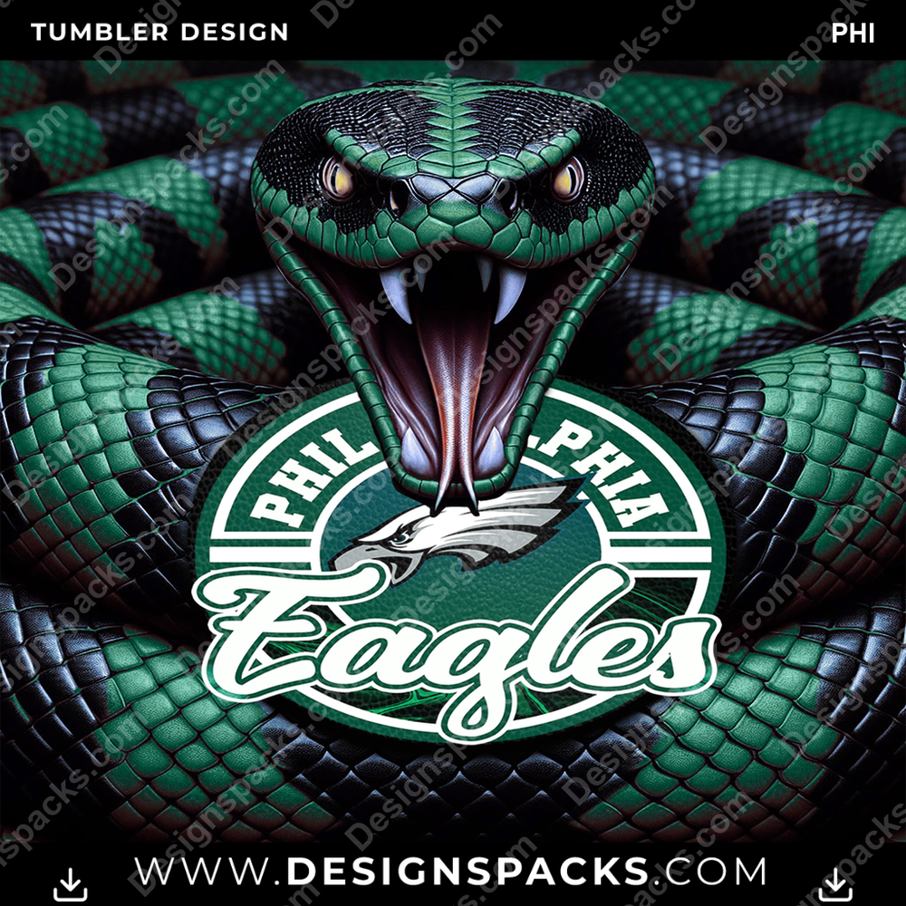 Football Rattle Snake PHI Tumbler Digital Wrap Design