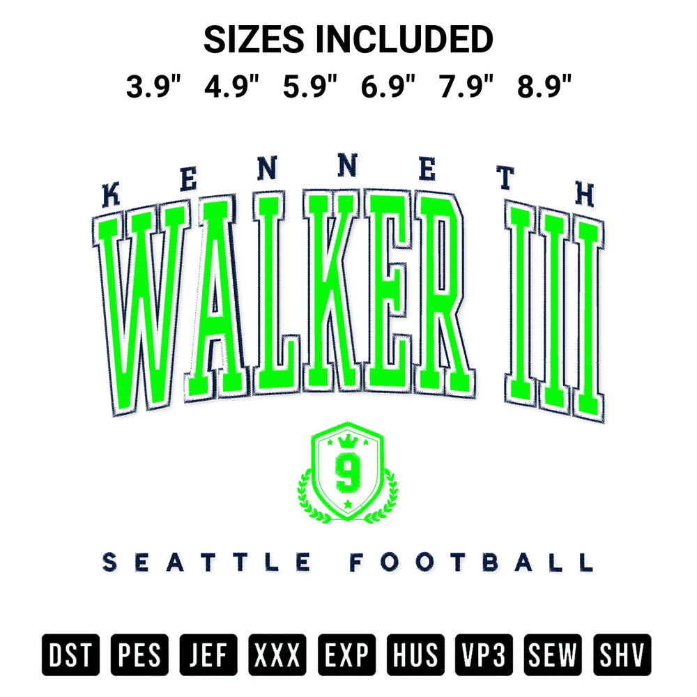 Download the Kenneth Walker Iii Seattle Football Embroidery Design machine embroidery design exclusively at Designspacks.com. Premium digitized pattern for apparel and DIY crafts. Available sizes: 3.9", 4.9", 5.9", 6.9", 7.9", 8.9".