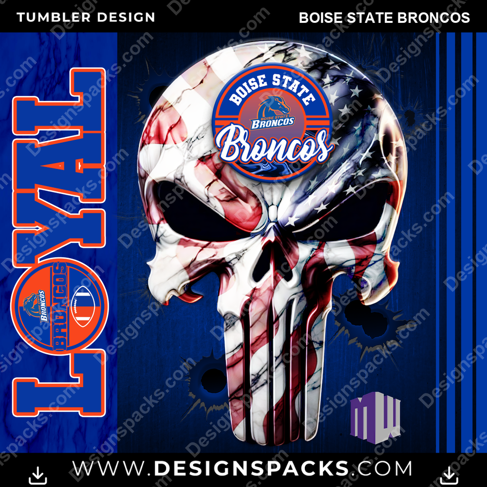 College Sport Loyal Boise State Broncos Tumbler Digital Wrap Design