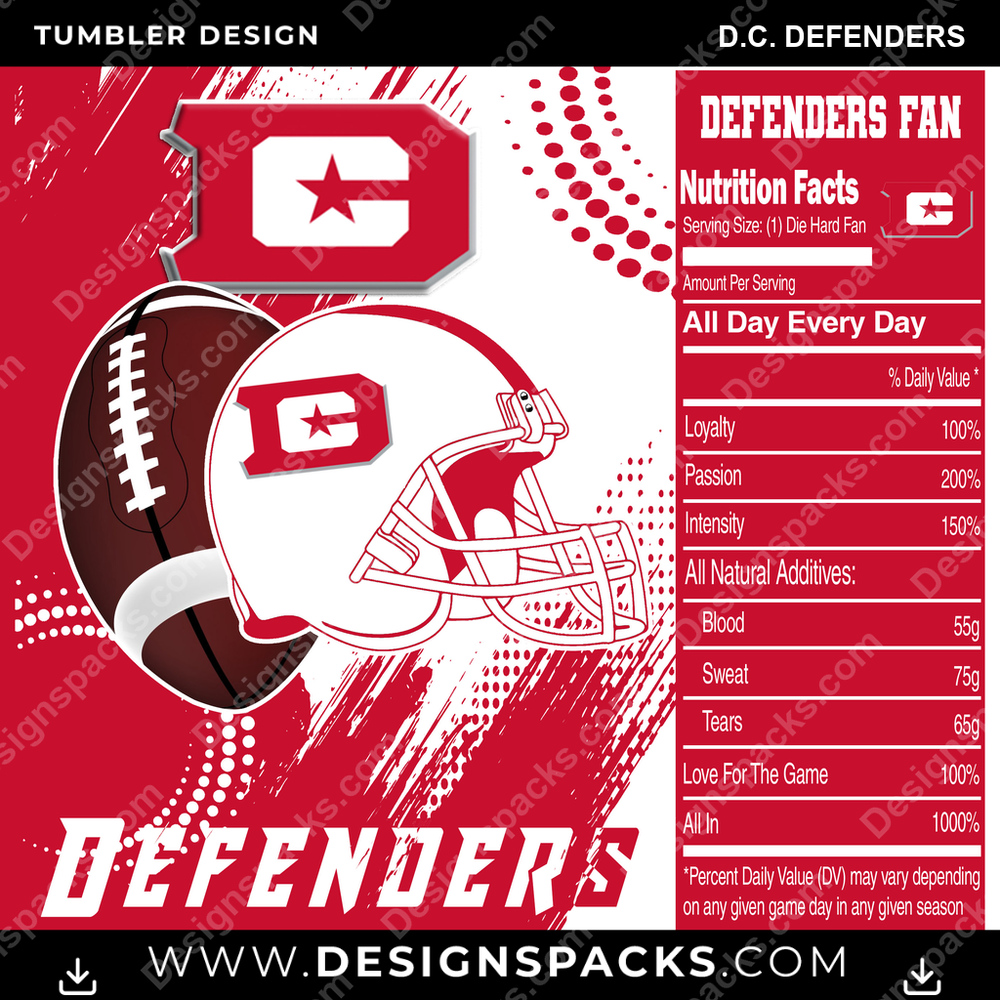 Canada Football Team Fan D.C. Defenders CFL Canada Tumbler Digital Wrap Design Download