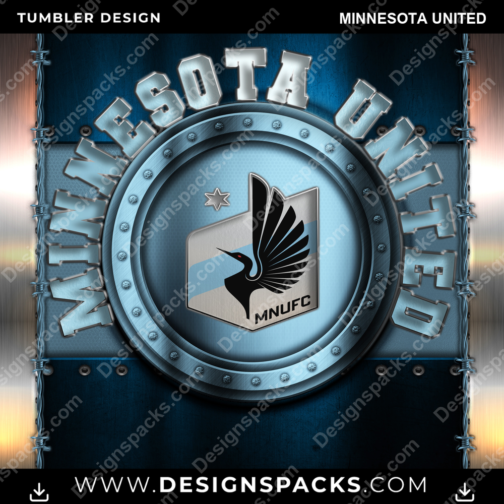 US Soccer Metal Minnesota United MLS Tumbler Digital Wrap Design Download