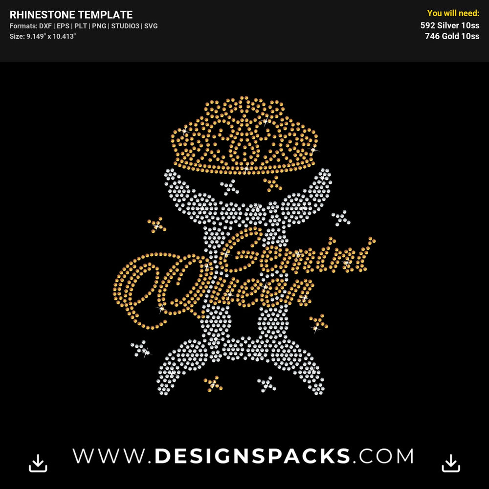 Gemini Simbol Queen Crown Rhinestone Digital Template