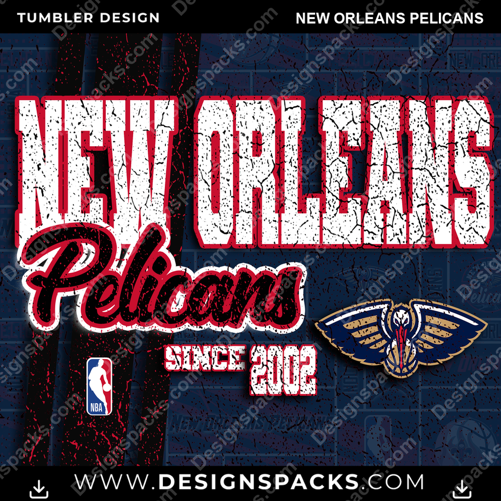 Basketball Grunge New Orleans Pelicans NBA Basketball Tumbler Digital Wrap Design Download