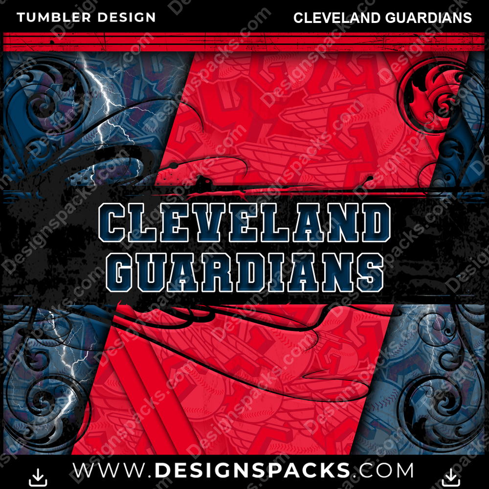 Baseball Elegant Cleveland Guardians Tumbler Digital Wrap Design