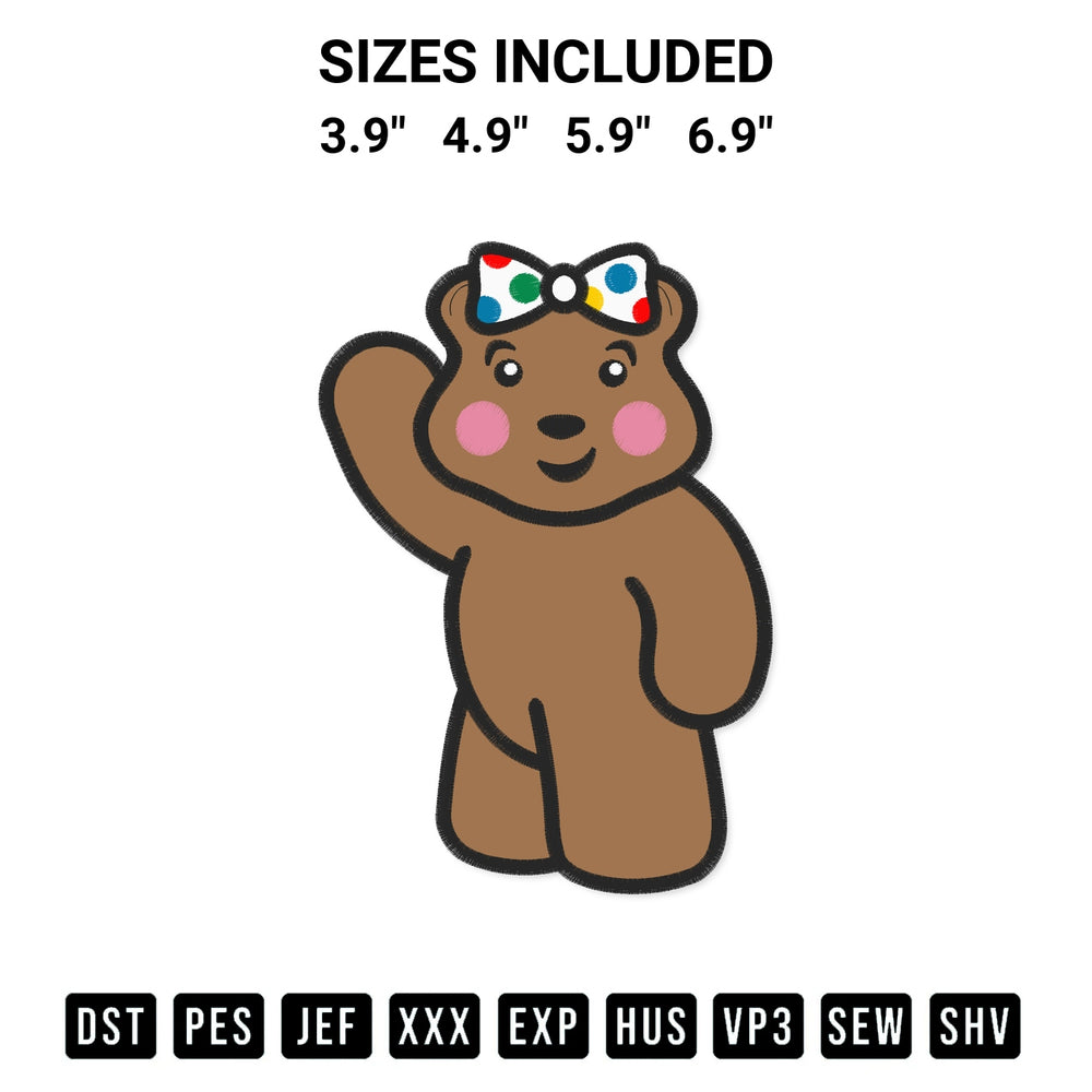Transform your fabrics with the Pudsey Bear Blush Embroidery Design embroidery design. Instant access to premium digitized patterns at Designspacks.com. Available sizes: 3.9", 4.9", 5.9", 6.9".